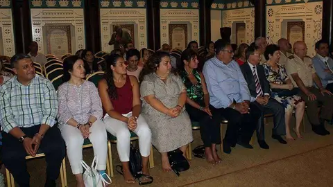 Las autoridades y los representantes de la Comunidad Hind&uacute;, durante el acto (C.A.) GANESH