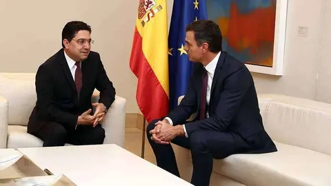 S&aacute;nchez, durante su encuentro con el ministro de Exteriores marroqu&iacute;, Nasser Bourita (MONCLOA)