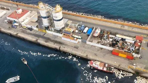 Vista a&eacute;rea de la zona del vertido y sus consecuencias (C.A.) ALFAU