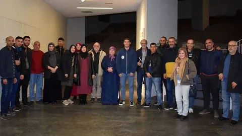 Miembros de las entidades convocantes, ayer en la "Adolfo Su&aacute;rez"