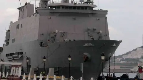 El buque "Galicia", atracado en el puerto ceut&iacute; (J. CHELLARAM)