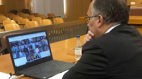 El consejero Alberto Gait&aacute;n, durante la reuni&oacute;n telem&aacute;tica (CEDIDA)
