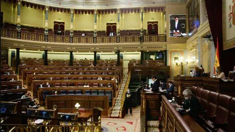 El ministro de Sanidad, Salvador Illa, durante su intervenci&oacute;n ante el Congreso (CONGRESO)