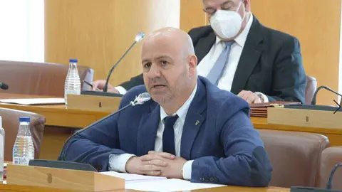 El socialista Juan Guti&eacute;rrez, durante el pleno celebrado hoy (CEDIDA)