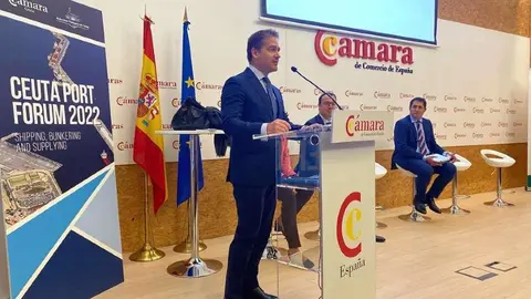  El presidente de la C&aacute;mara de Comercio de Ceuta durante su intervenci&oacute;n de este jueves / C&aacute;mara de Comercio 