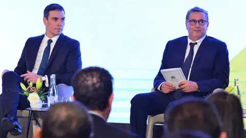 Foro Econ&oacute;mico Marruecos-Espa&ntilde;a  Jefes de Gobierno, Aziz Akhannouch y  Pedro S&aacute;nchez,  Reuni&oacute;n de Alto Nivel