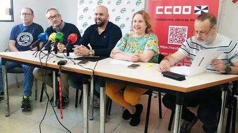 Imagen de la rueda de prensa conjunta ofrecida por CCOO y CSIF este viernes (C.A./ARCHIVO)