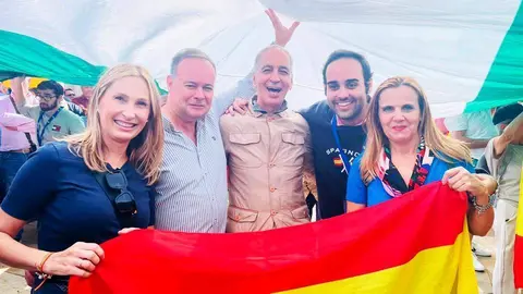 D&iacute;az, Celaya y Abdeselam (de izquierda a derecha), en el acto celebrado este domingo en M&aacute;laga (CEDIDA)
