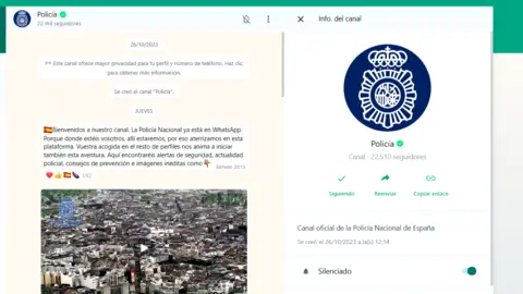Canal de WhatsApp de la Polic&iacute;a Nacional
