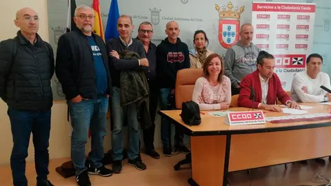 Candidatos de CCOO, durante la rueda de prensa ofrecida este lunes (C.A.)