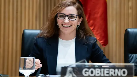 La ministra M&oacute;nica Garc&iacute;a, durante su comparecencia de este viernes ante la Comisi&oacute;n de Sanidad (CONGRESO)