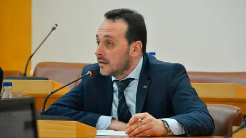 El portavoz de Vox, Juan Sergio Redondo, durante su intervenci&oacute;n ante el pleno de la Asamblea (ALEJANDRO CASTILLO)