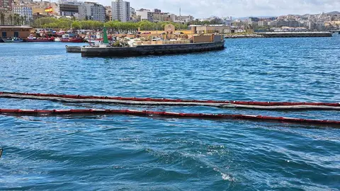 Barreras de contenci&oacute;n en la zona afectada por el vertido (APCE)