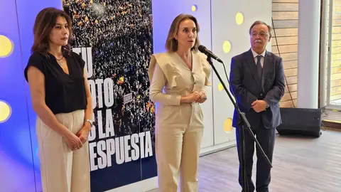 Cuca Gamarra, durante su comparecencia ante los medios