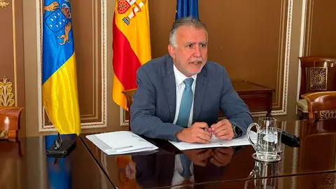 El ministro de Pol&iacute;tica Territorial y Memoria Democr&aacute;tica, &Aacute;ngel V&iacute;ctor Torres, durante la reuni&oacute;n, por videoconferencia, del Consejo Territorial de Memoria Democr&aacute;tica