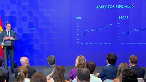 Un momento de la comparecencia del presidente del Gobierno (MONCLOA)