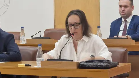 ​Cifuentes, como portavoz, en primer plano; Verdejo, cr&iacute;tico con la l&iacute;nea del grupo, al fondo