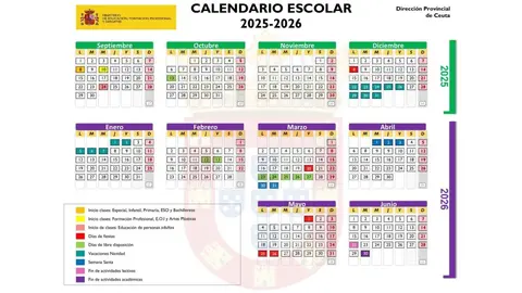 Calendario escolar Ceuta curso 25-26