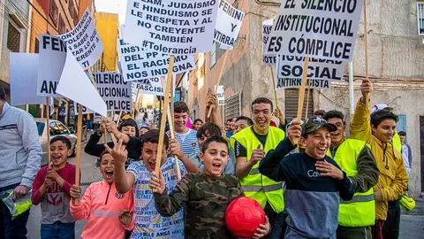  Manifestaci&oacute;n contra el racismo auspiciada por los mensajes de VOX en febrero de 2020./archivo 