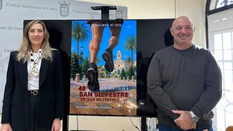 Araceli Garc&iacute;a y Nicola Cecchi, presentaci&oacute;n San Silvestre 2025 / E. Arteaga