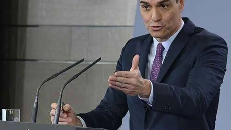 Pedro S&aacute;nchez, durante la rueda de prensa posterior a la reuni&oacute;n del Consejo de Ministros (MONCLOA)