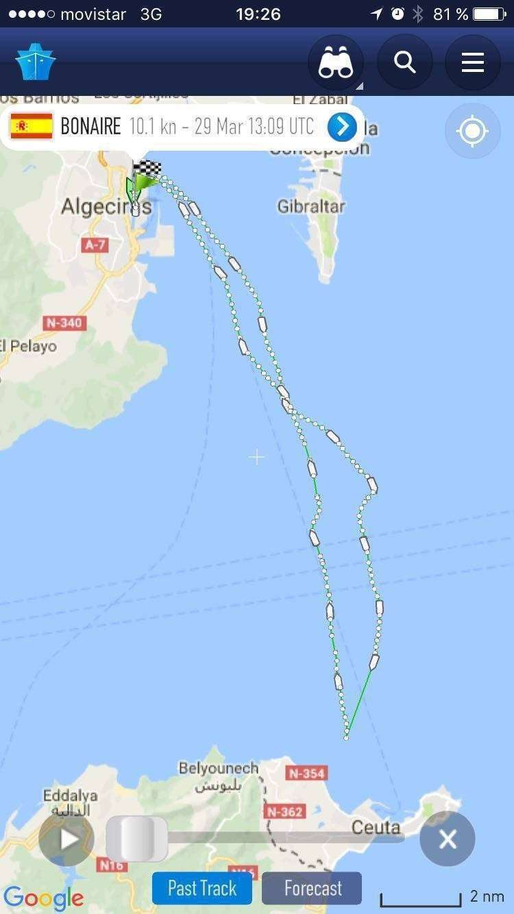 Imagen de la travesía realizada por BONAIRE este miércoles. / CEDIDA