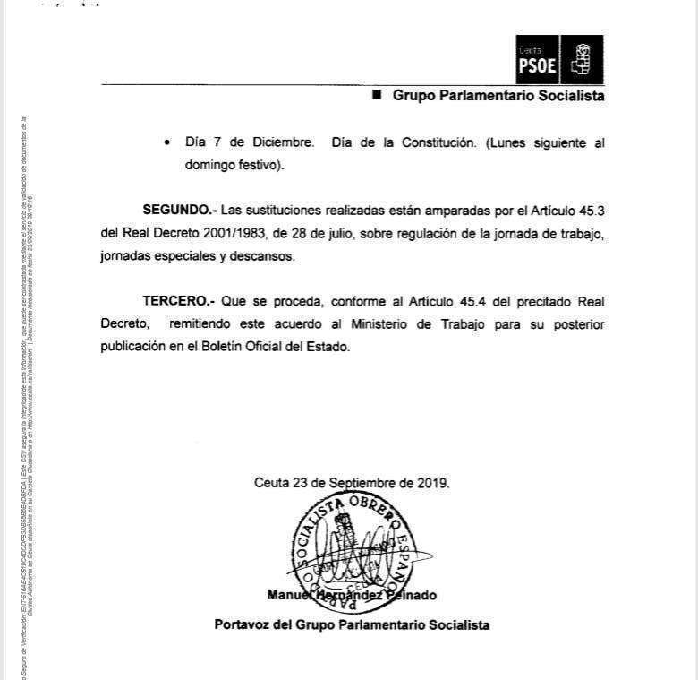 CALENDARIO LABORAL PSOE