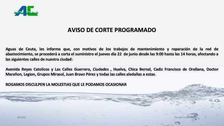 Corte de agua ACEMSA