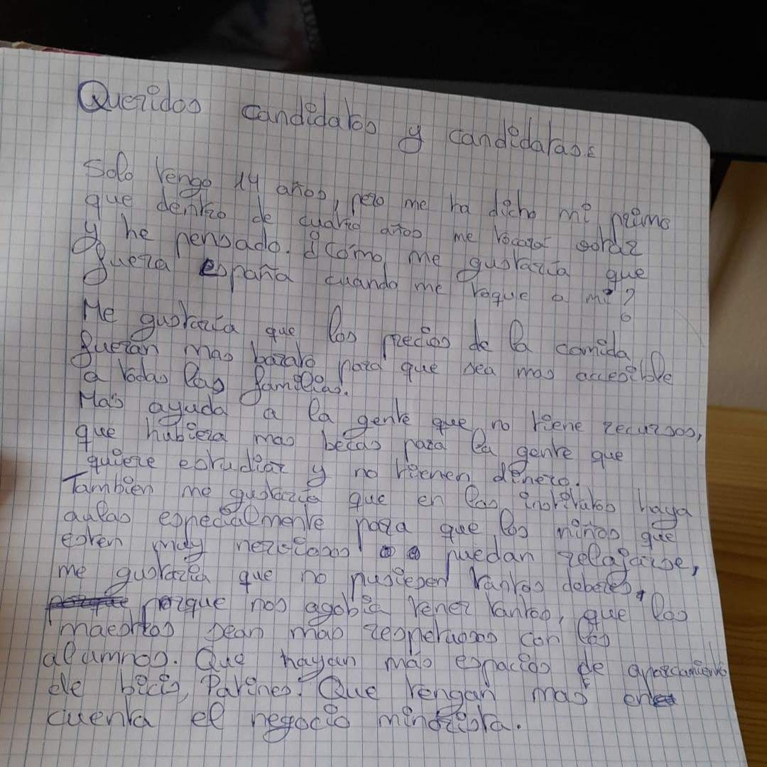 Carta de Gonzalo a los candidatos a la Presidencia del Gobierno