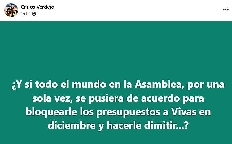 Publicación de Verdejo en Facebook