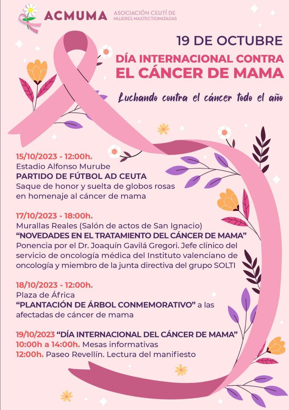 Programa de actividades Día Internacional del Cáncer de Mama
