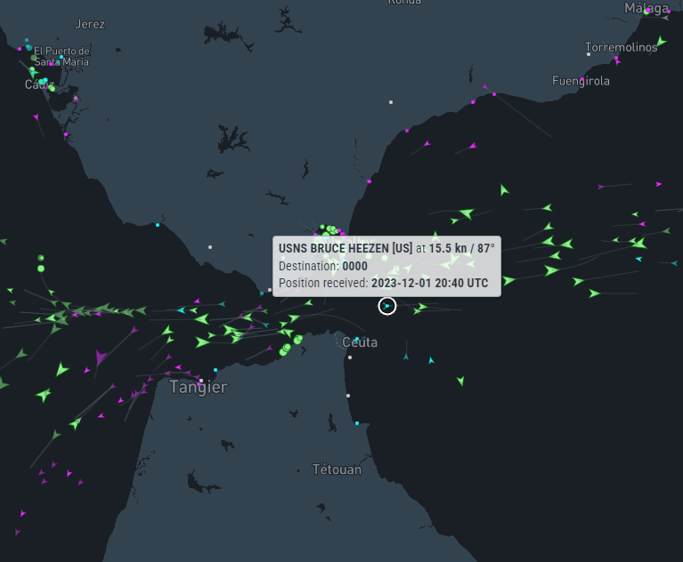 Captura MarineTraffic USNS Bruce C. Heezen