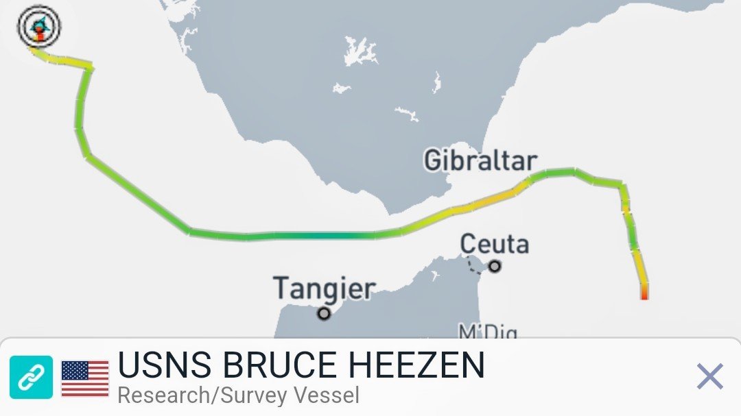 Captura MarineTraffic del 10 de febrero de la derrota del USNS Bruce C. Heezen