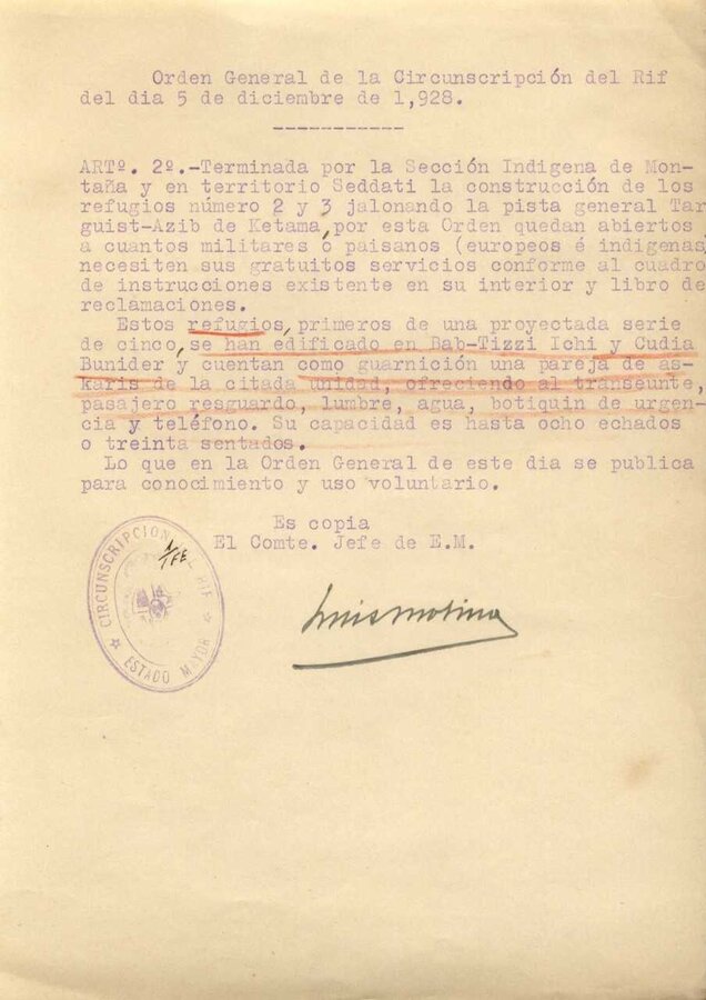 Orden de activación de 2 refugios y Normas del refugio (Derechos y Obligaciones)