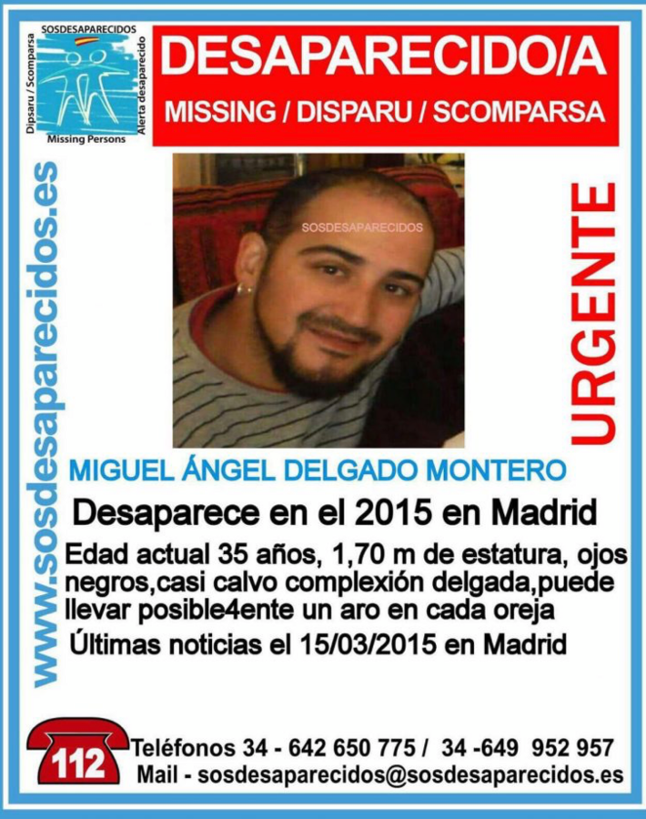 Cartel desaparecido Miguel Ángel Delgado