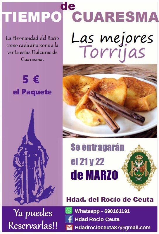 Cartel campaña de torrijas Hermandad Rocío de Ceuta / Hdad. Rocío