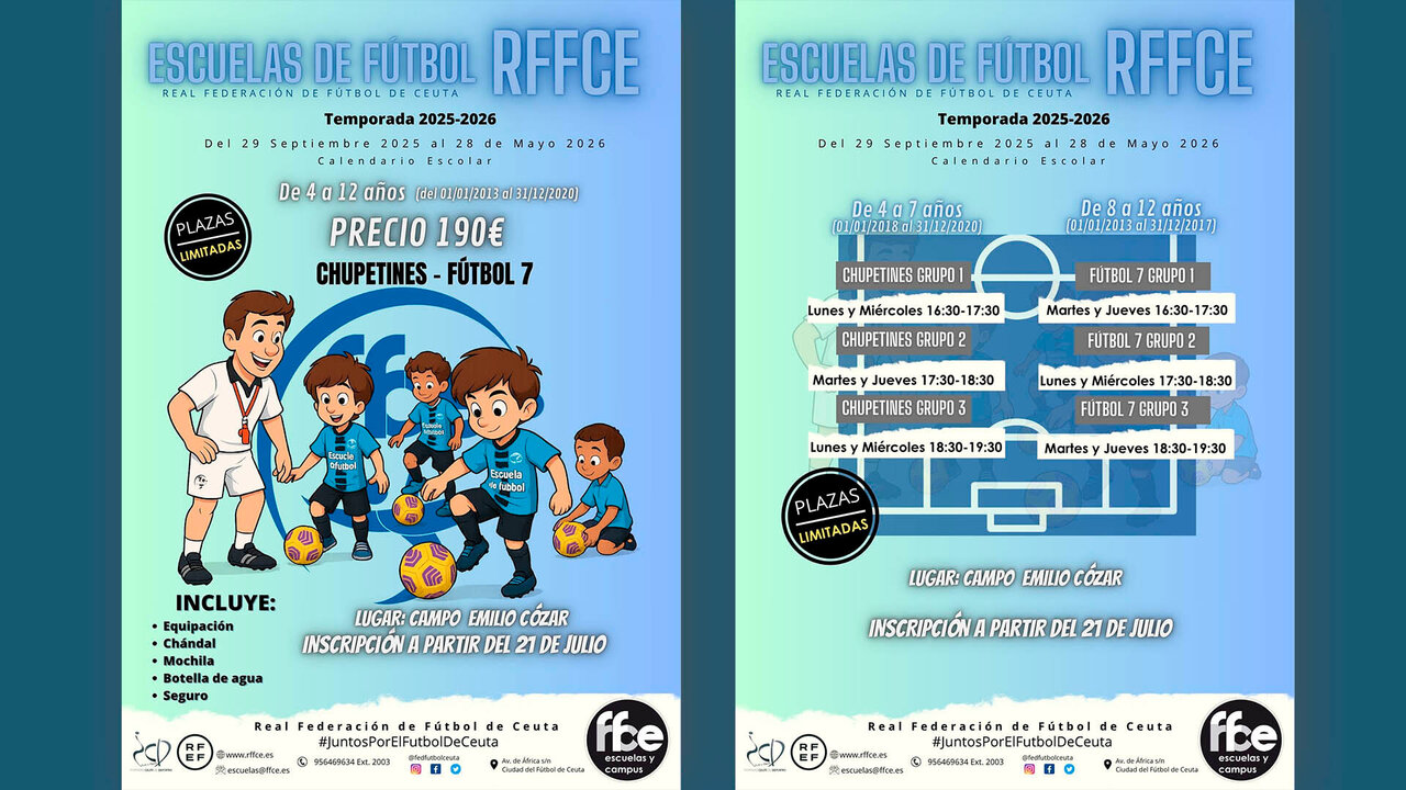 Carteles inscripciones escuelas de fútbol RFFCE