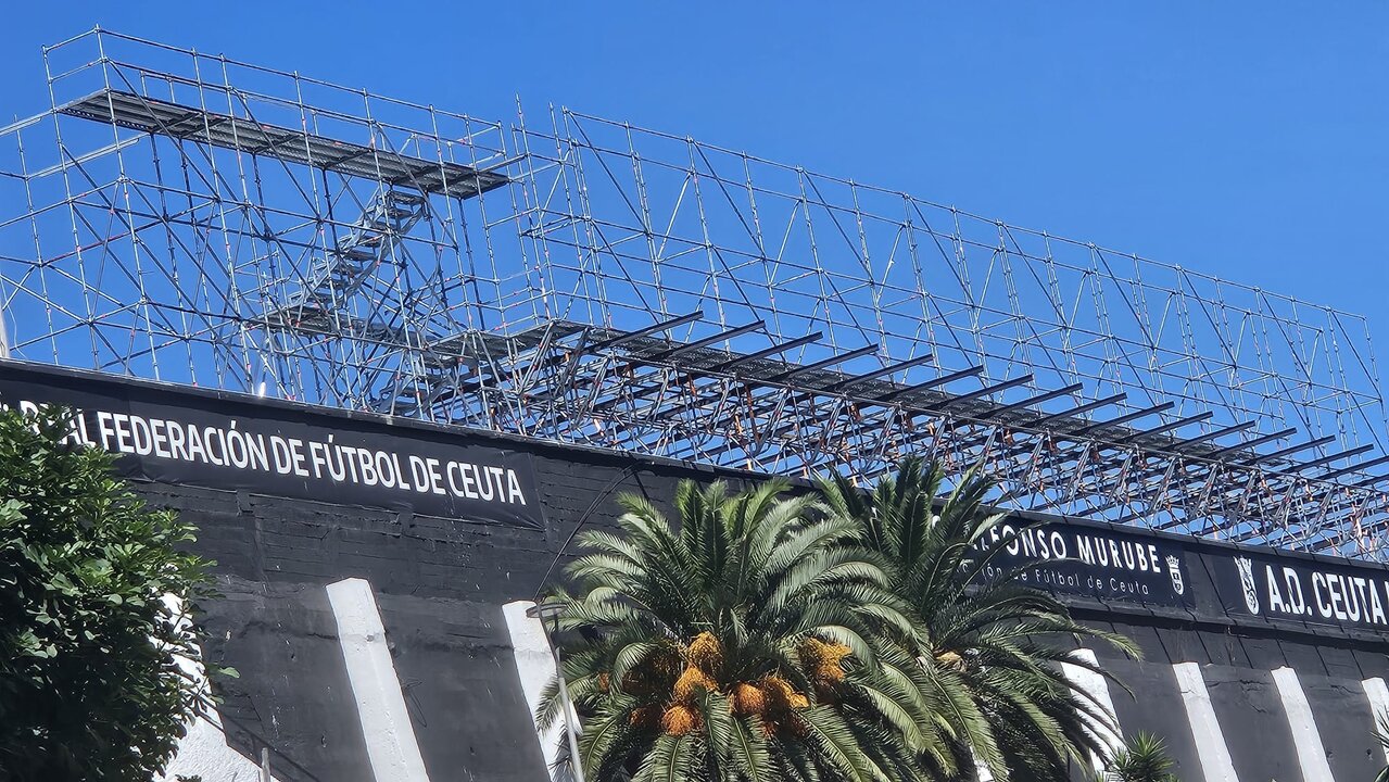 Barras estructurales vistas desde el exterior del campo