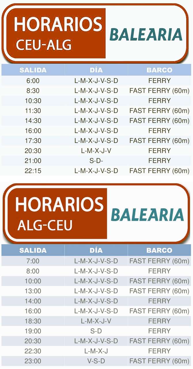 HORARIO BALEÀRIA SIN NOMBRE DE BARCOS